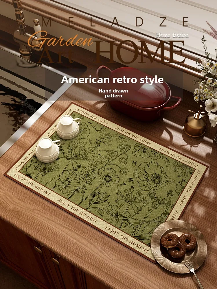 

Коврик для кухонной мойки в американском ретро-стиле, впитывающий грязь, для кофейной станции, обеденного стола, подставок под чашки