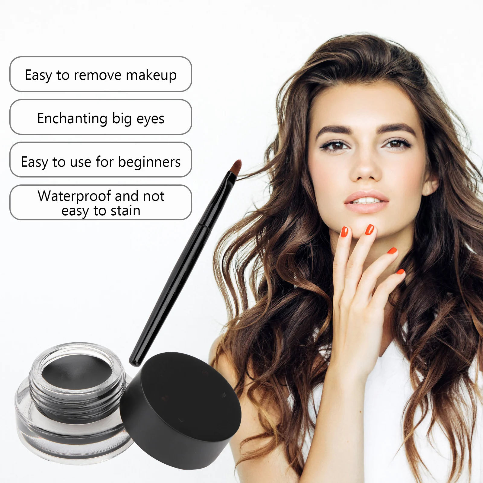 

2Pcs Waterproof Gel Eyeliner Eyebrow Set Long Lasting Matte Black Texture Anti-Oil Sweat Resistant Eyeshadow