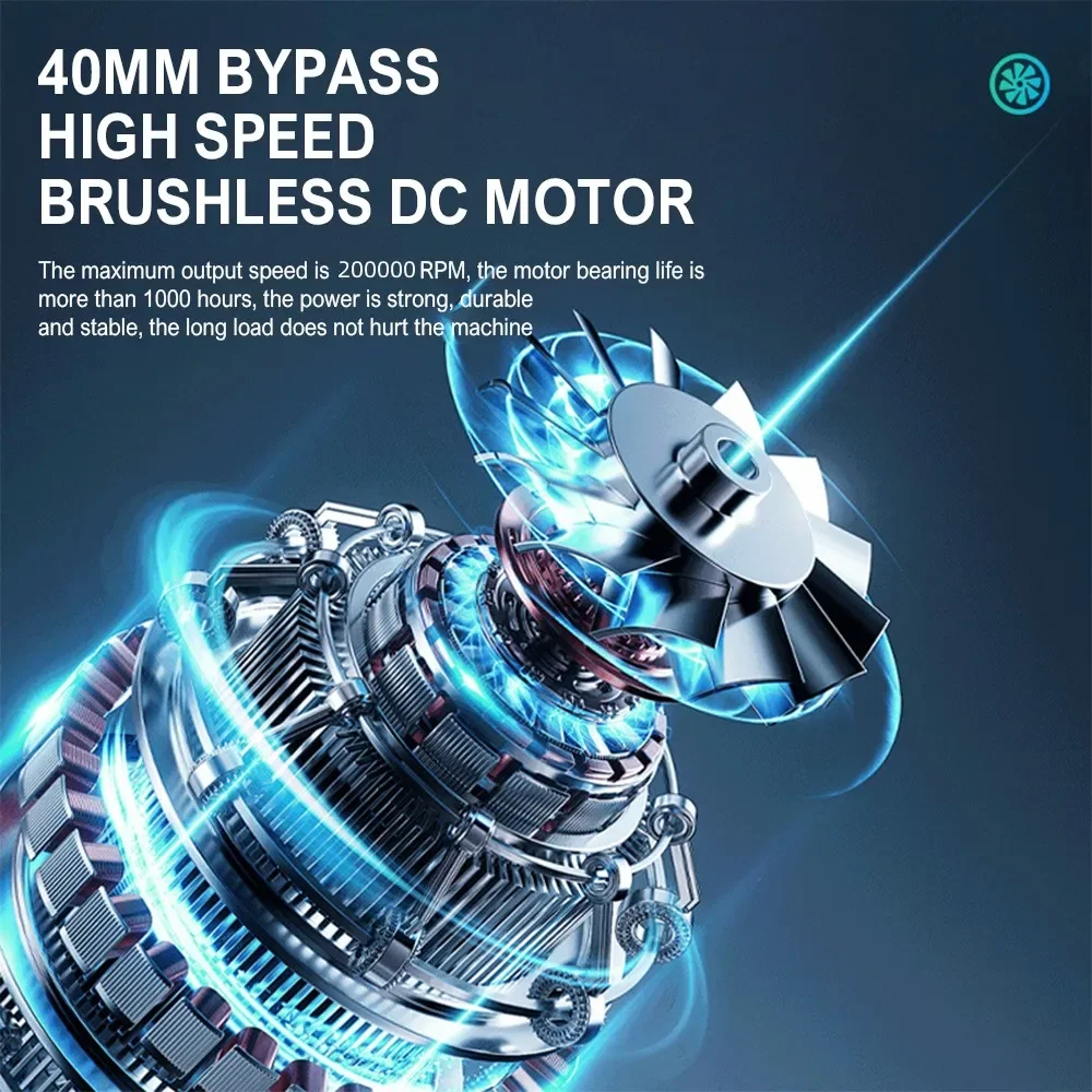 【توصيل سريع】110000 دورة في الدقيقة مروحة عنيفة منفاخ هواء قوي مكنسة غبار مكنسة كهربائية 30 وات شحن سريع رياح قوية 60 متر/ثانية 500 جرام دفع Tu