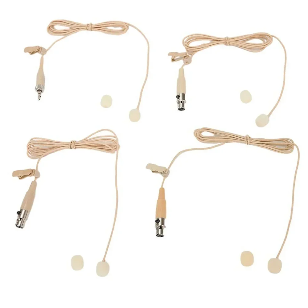 3.5mm Lavalier Microphone Beige 3-Pin 4-Pin XLR Clip Lapel Mic For Sennheiser For Wireless Omnidirectional Condenser