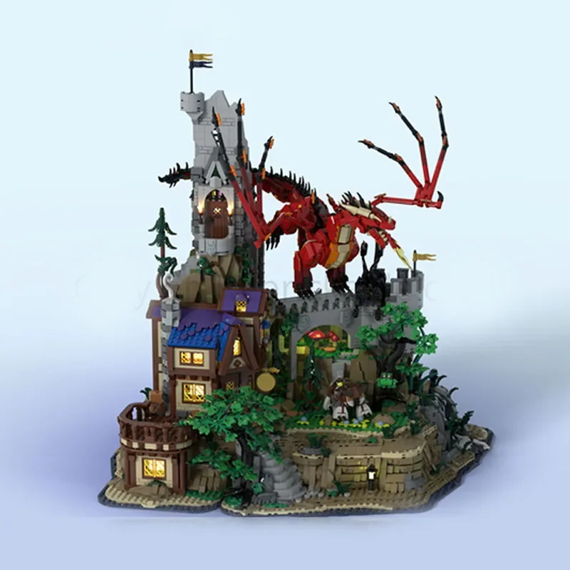 7392szt MOC Dungeons & Dragons: Tale Red Dragon (UPGRADE) Architecture Building Blocks Model Assembly Toy Children Festival Gift