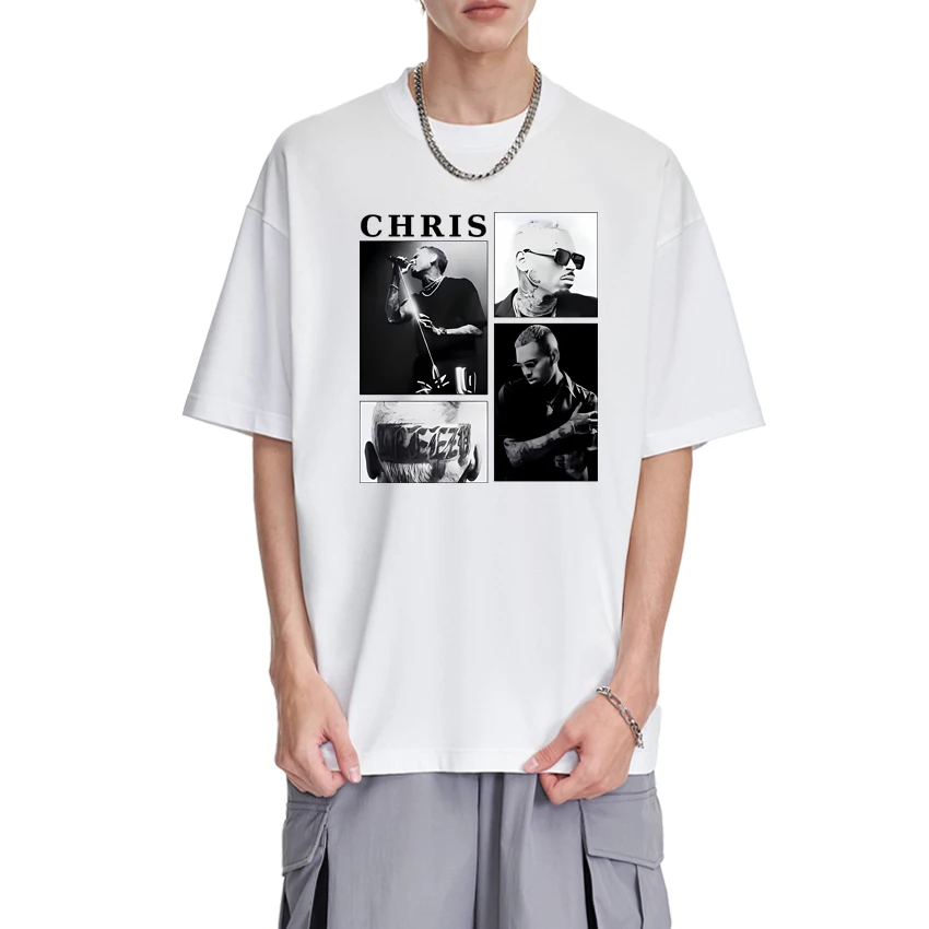 

Hot Rapper Chris Brown Graphic print T shirts 2025 Men Women vintage Hip Hop streetwear Unisex 100% Cotton short sleeve T-shirt