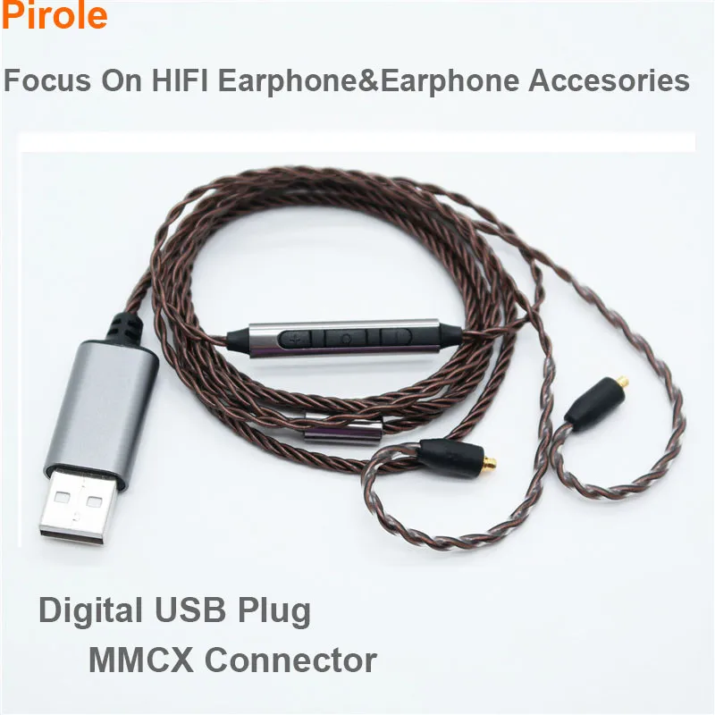 USB MMCX earphone cable 2 pin headphone cable with microphone HIFI IEM cable PC Used Fit For Shure SE535  KZ 64Audio