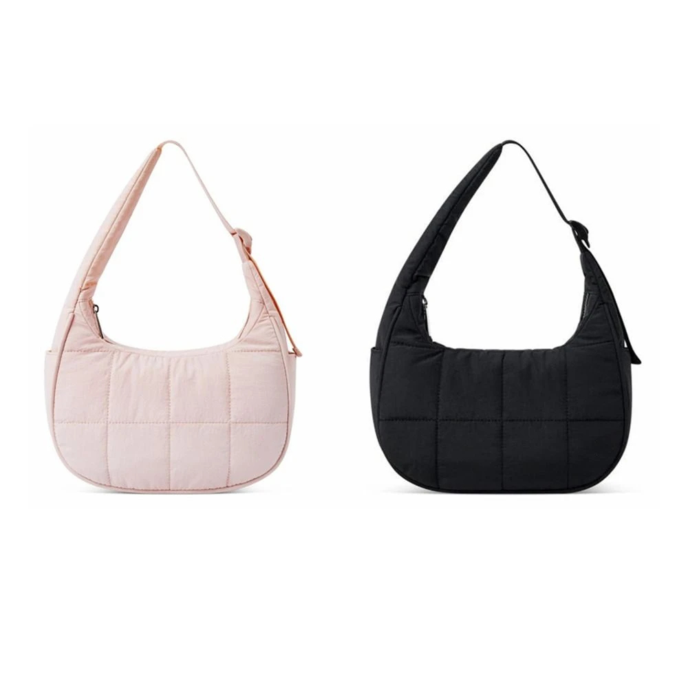 Fashion Nylon Handbag Large Capacity with Adjustable Strap Underarm Bag Puffy Quilted Puffer Shoulder Bag Gift