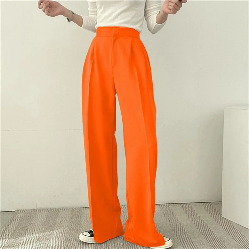 سراويل نسائية غير رسمية 2025 بدلة قماش متعددة الاستخدامات سراويل تقليدية برتقالية جديدة سراويل بدلة للتنقل موضة متعددة الاستخدامات مستقيمة الساق طويلة... #4