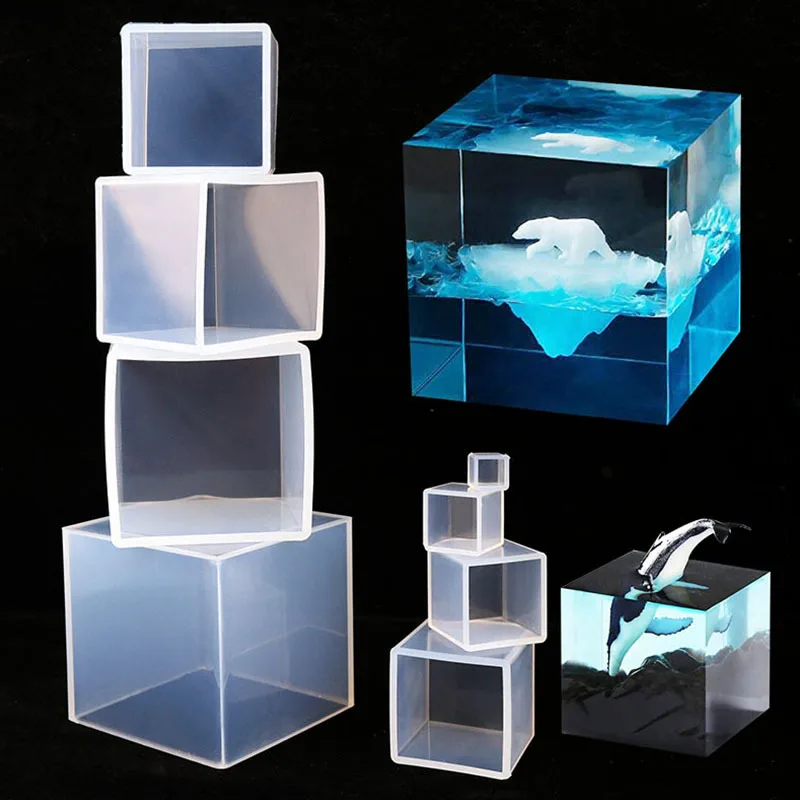 3 Size Clear Pyramid Resin Mold DIY Epoxy Resin Mold Home Office Decorative Pyramid UV Cyrstal Square Cube Clear Silicone Mold