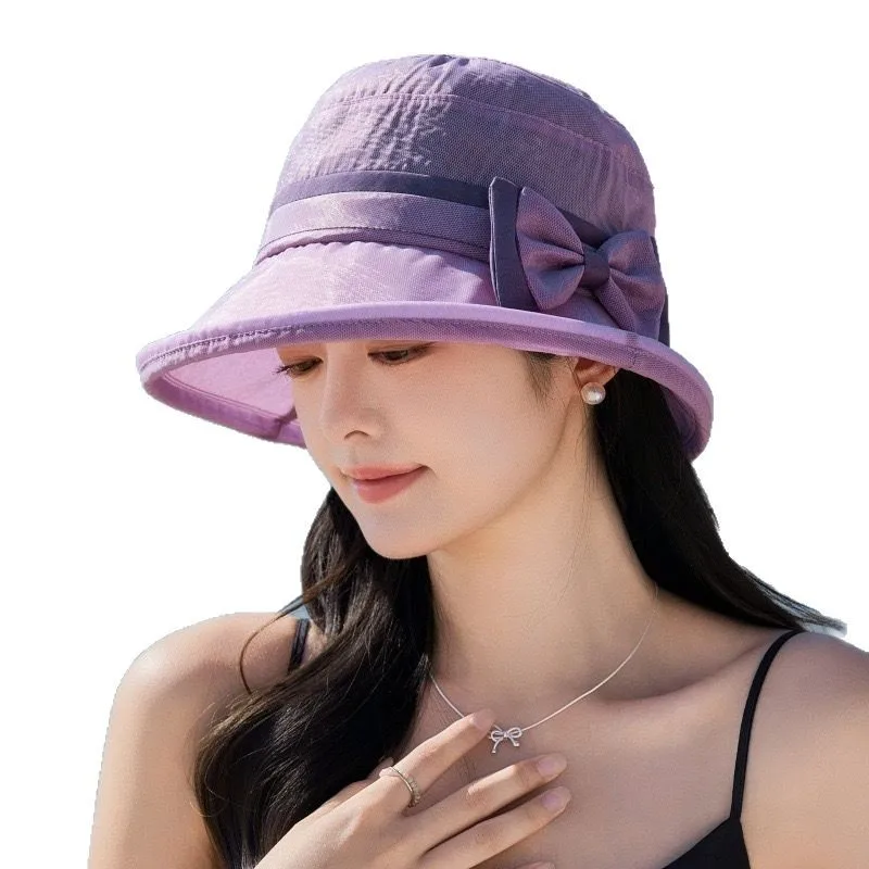 Spring And Summer Middle-aged And Elderly Sun-proof Bucket Hat Fashionable Elegant Women's Hat Mother Thin Breathable Bucket Hat