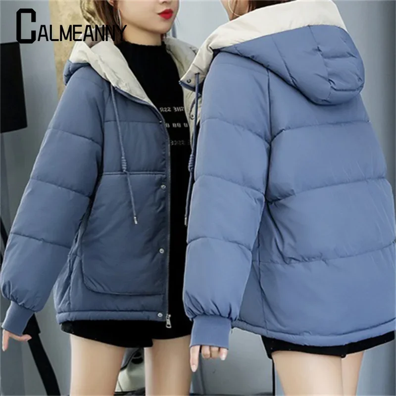 2024 inverno nuovo stile giacca con cappuccio cappotto corto in cotone tenere al caldo Slim Fit edizione coreana Versatile giacca allentata moda Casual