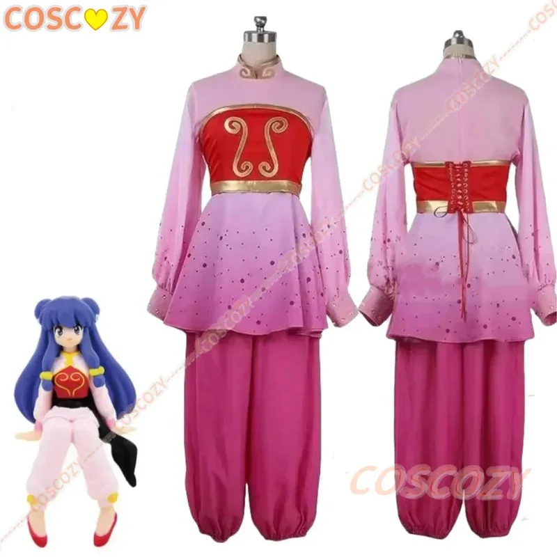 Anime Ranma Shampoo Cosplay Costume Wig  ½ Women Cheongsam Style Stand Up Collar Long Sleeves Shirt Tube Top Pants Custom Size