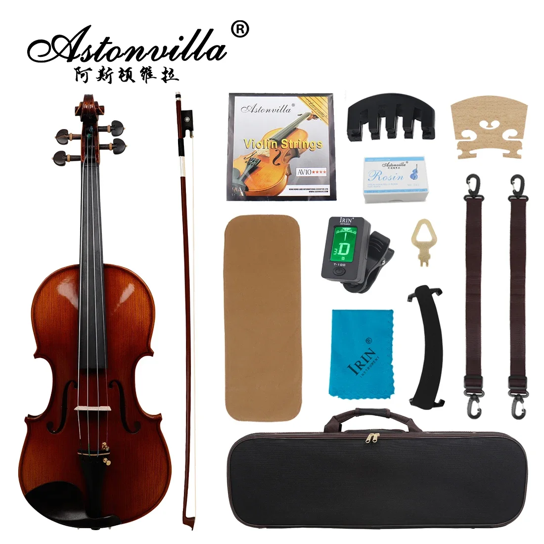 

Astonvilla AV-901 4/4 Violin Handmade Spruce Panel Violin Set with Storage Case Accessories Professional Violin for Performances