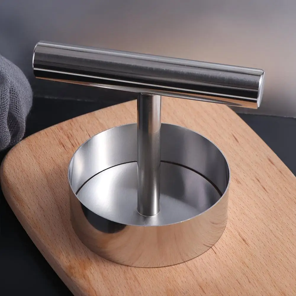 Adjustable Thickness Stainless Steel Hamburger Press Non-Stick Creative Manual Meat Pie Press Mold Round Durable Burger Smasher