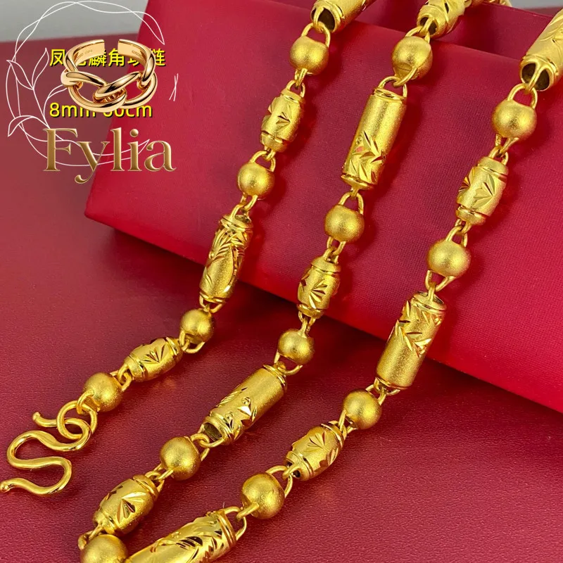 Fylia Jewelry  Fylia Jewelry   uxury real gold jewelry 9999 24K real gold 8mm ancient French turned flower men's necklace phoeni