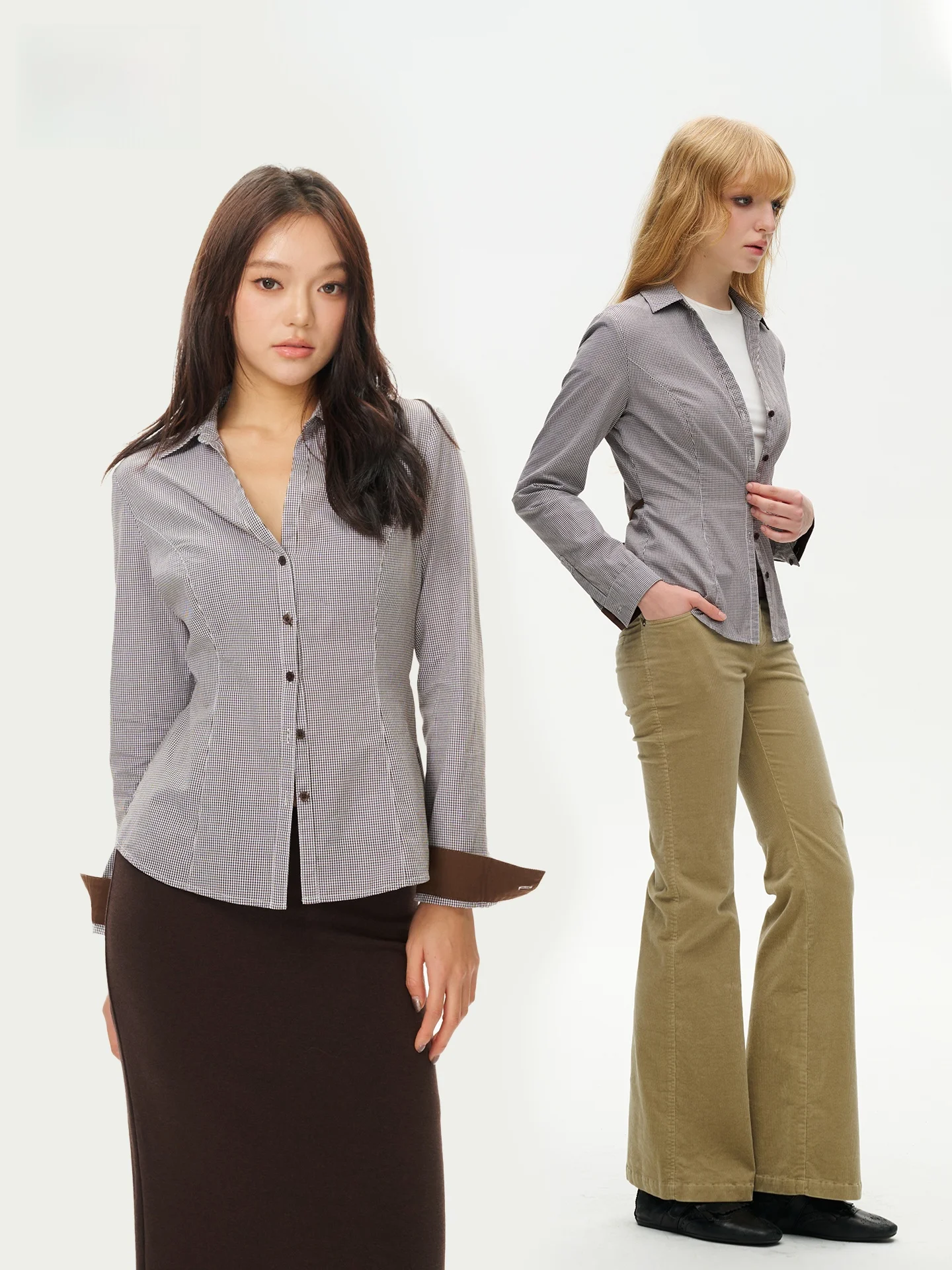 

Leiyu Labs: Новая женская зимняя рубашка из чистого хлопка в клетку, 2025 год, с цветными вставками, утягивающий эффект, уличный стиль, свободный крой, длинный рукав