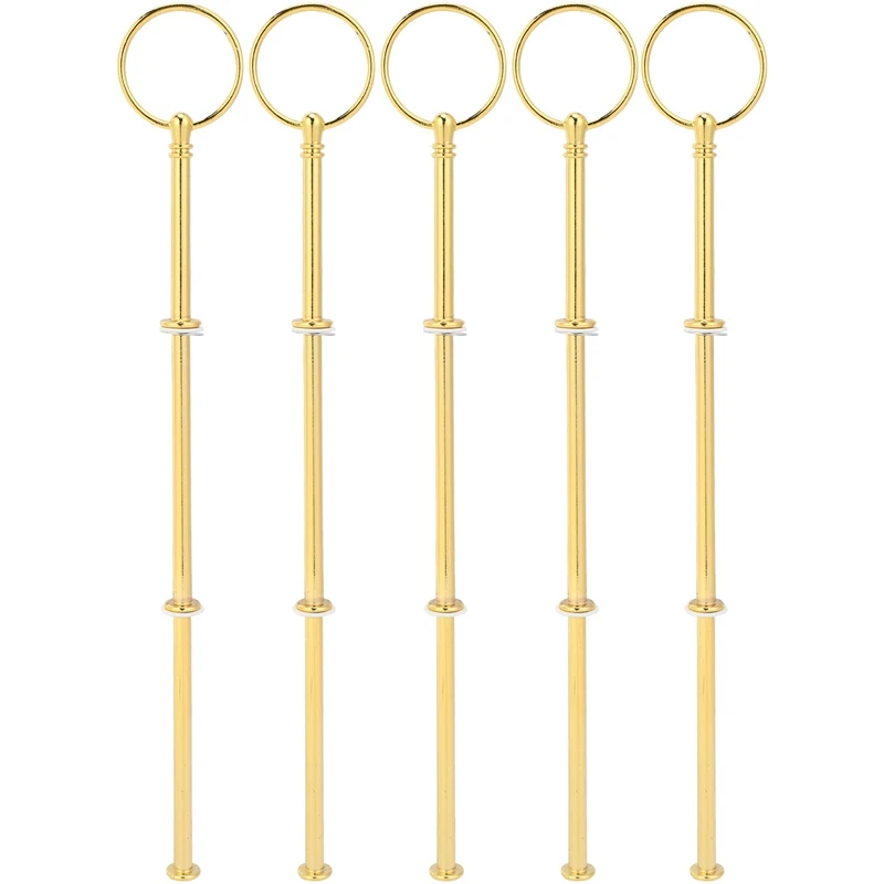 Colgador de platos de fruta, 5 bodas, Metal dorado, soporte para pastel de 3 niveles, mango central, Kit de accesorios de varillas