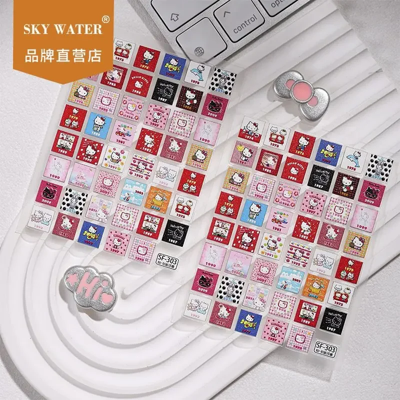 

New popular cute DIY Sanrio Kitty square background sticker embossed 3D cartoon phone case tablet decoration