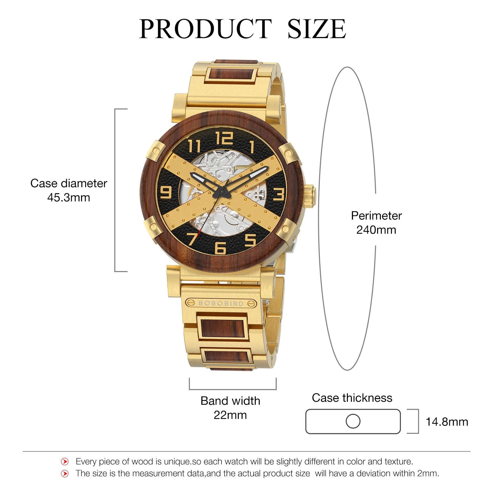 BOBOBIRD Automatic Watch Men Wooden Metal Mechanical Wristwatch New Top Fashion Business Watches Clock Gift Box Personal Custom