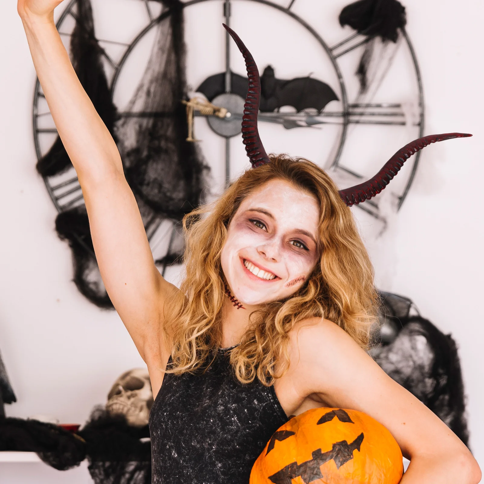 Devil Horns Headband Halloween Cosplay Gothic Witch Dress Up Accessory Reusable Party Prop for Adults Kids Christmas Carnival