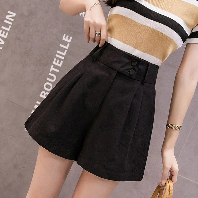 Frauen Shorts Gelb Lose Breite Hohe Taille Im Freien Zu Tragen Bequeme Streetwear Baggy Weiblichen Kurzen Hosen Ästhetische Mode XT720