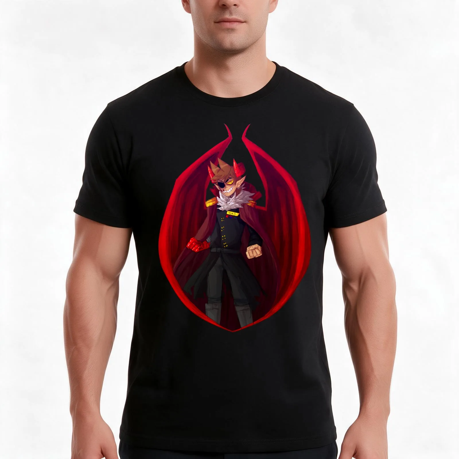 Demon leader ! T-Shirt, Summer Casual Cotton Tee, Oversized Streetwear Tops, Vintage Graphic Print, Loose Fit Short Sleeve