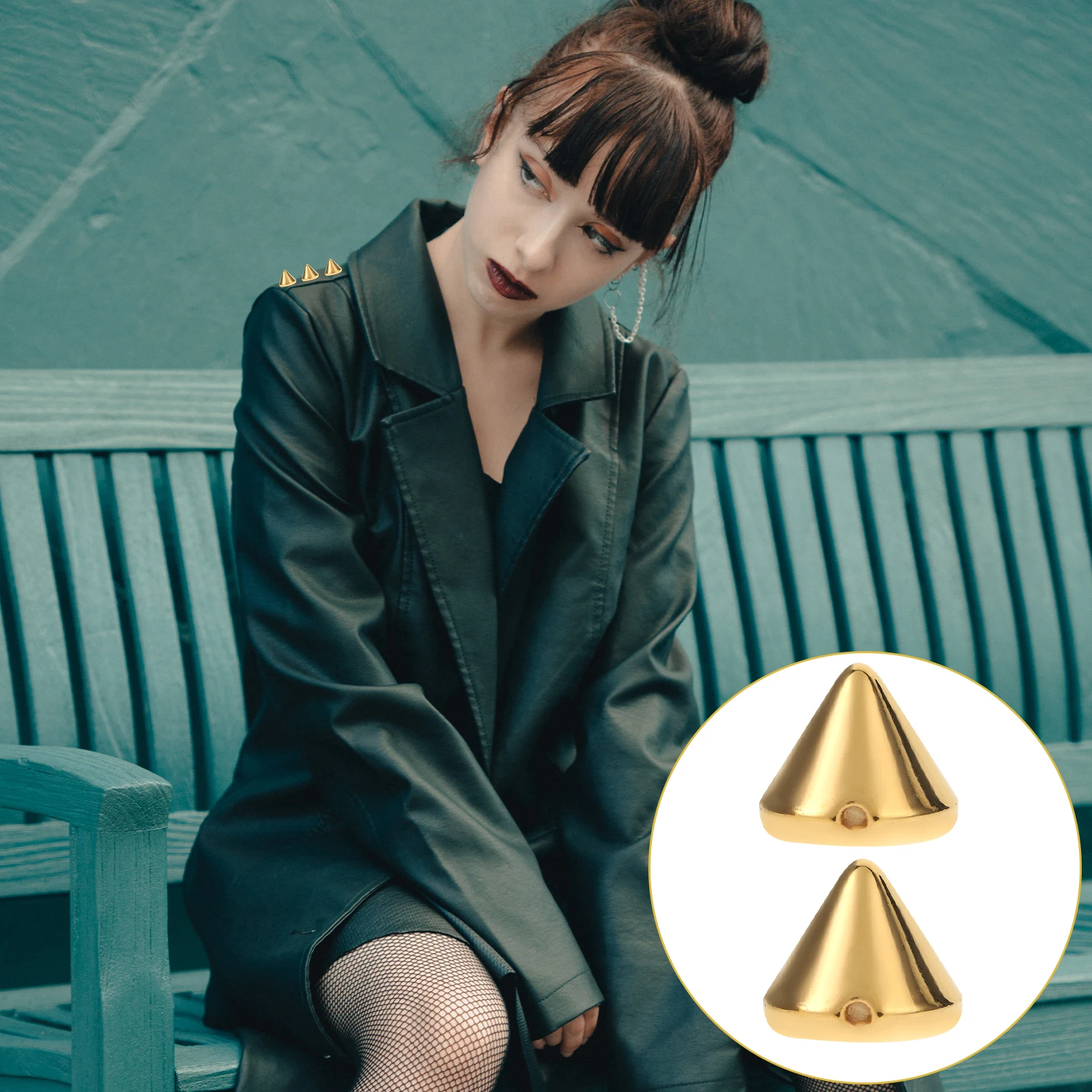 

100pcs Golden Cone Spike Rivets For Diy Punk Jewelry Accessary Bags Embellishment Shoes Jackets Leathercraft Handicraft Tools