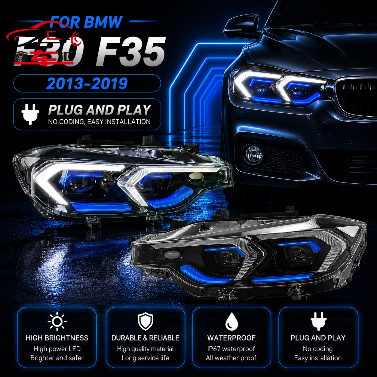 

Car LED Lamps Headlight Auto Light Parts For BMW F30 F35 2013-2019 Auto Fog DRL Brake Turn Signal Lamp Plug And Play
