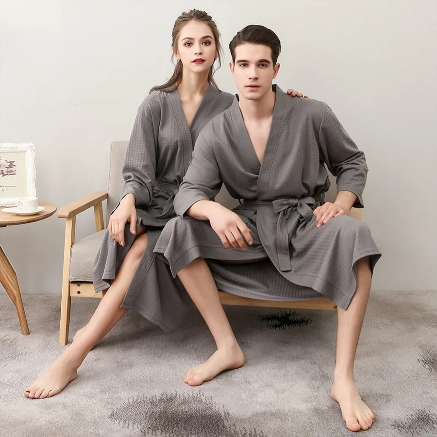 Spring Plus Size Bathrobes Men Women Long Sleeve Sleepwear Nightgowns Unisex Soft Comfortable Homewear Pijama Male