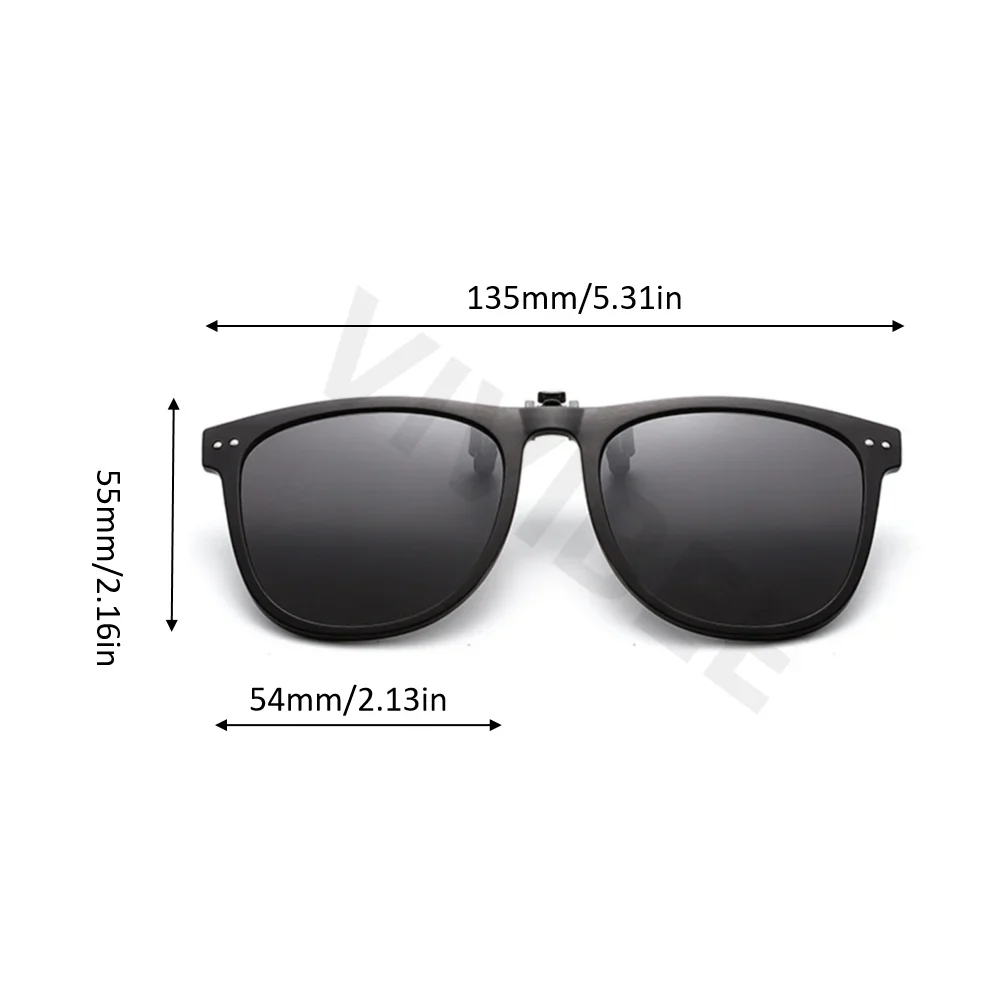Polarisierte, hochklappbare Clip-on-Sonnenbrillen für Herren und Damen, photochrome, übergroße Sonnenbrillengläser mit UV-Gradient-Clips – Detail 7