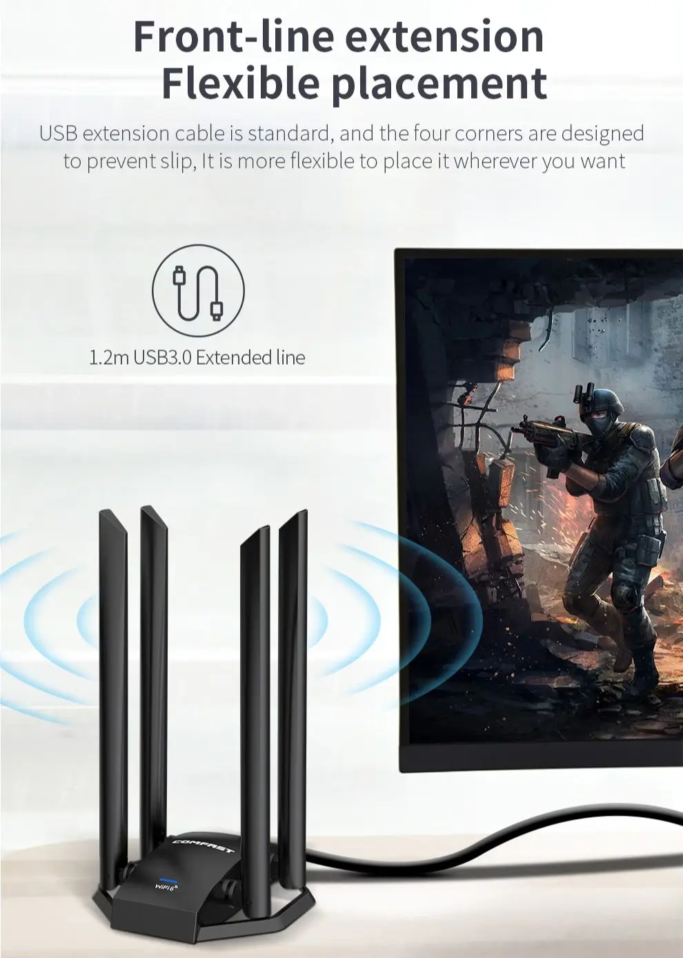 USB-адаптер COMFAST Wifi6, 1800 Мбит/с, RTL8832BU