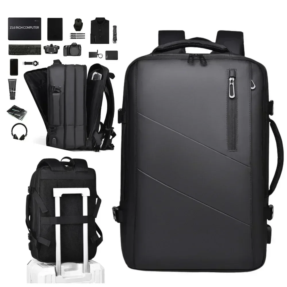 Xoky mochila masculina para laptop de negócios, grande capacidade, expansível, à prova d'água, usb, mochilas de viagem, acampamento, mochaila