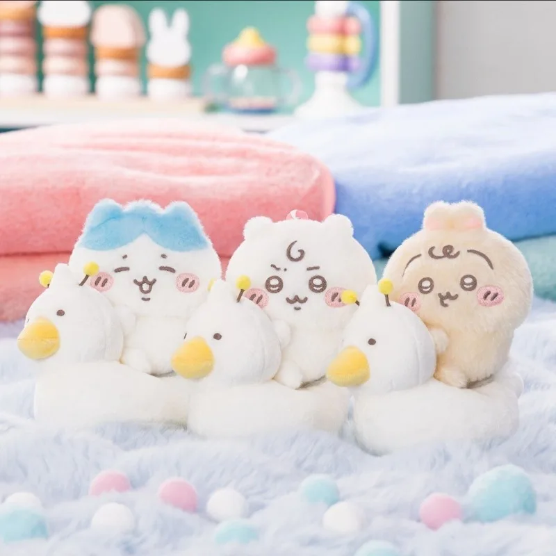 

Kawaii Hachiware Cute Cartoon Anime Duck Riding Plush Potty Replica Chiikawa Niche Hanging Ornaments Portable Home Durable Toys