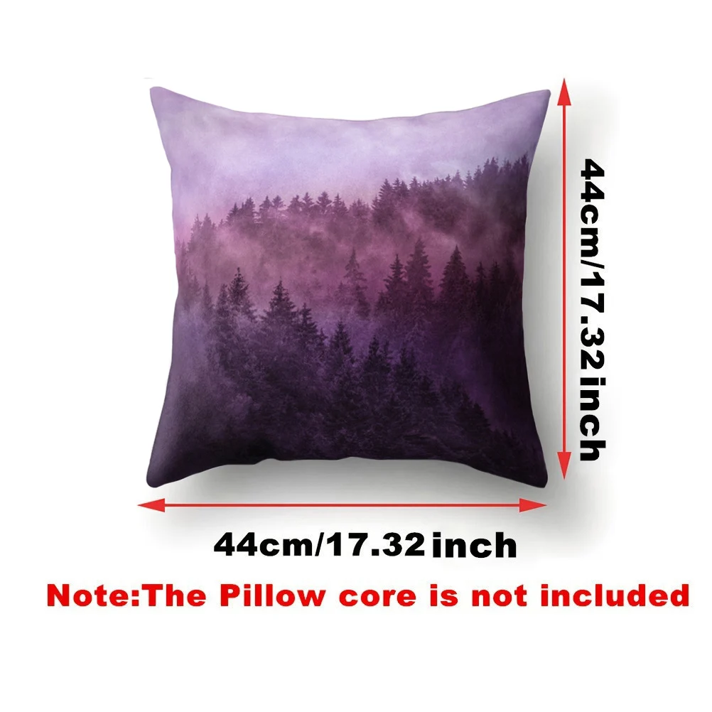 Pillow Case for Sofa Cushion, Colorful Oil Forest Painting, Mountain Wave Polyester Case, 1 Pc