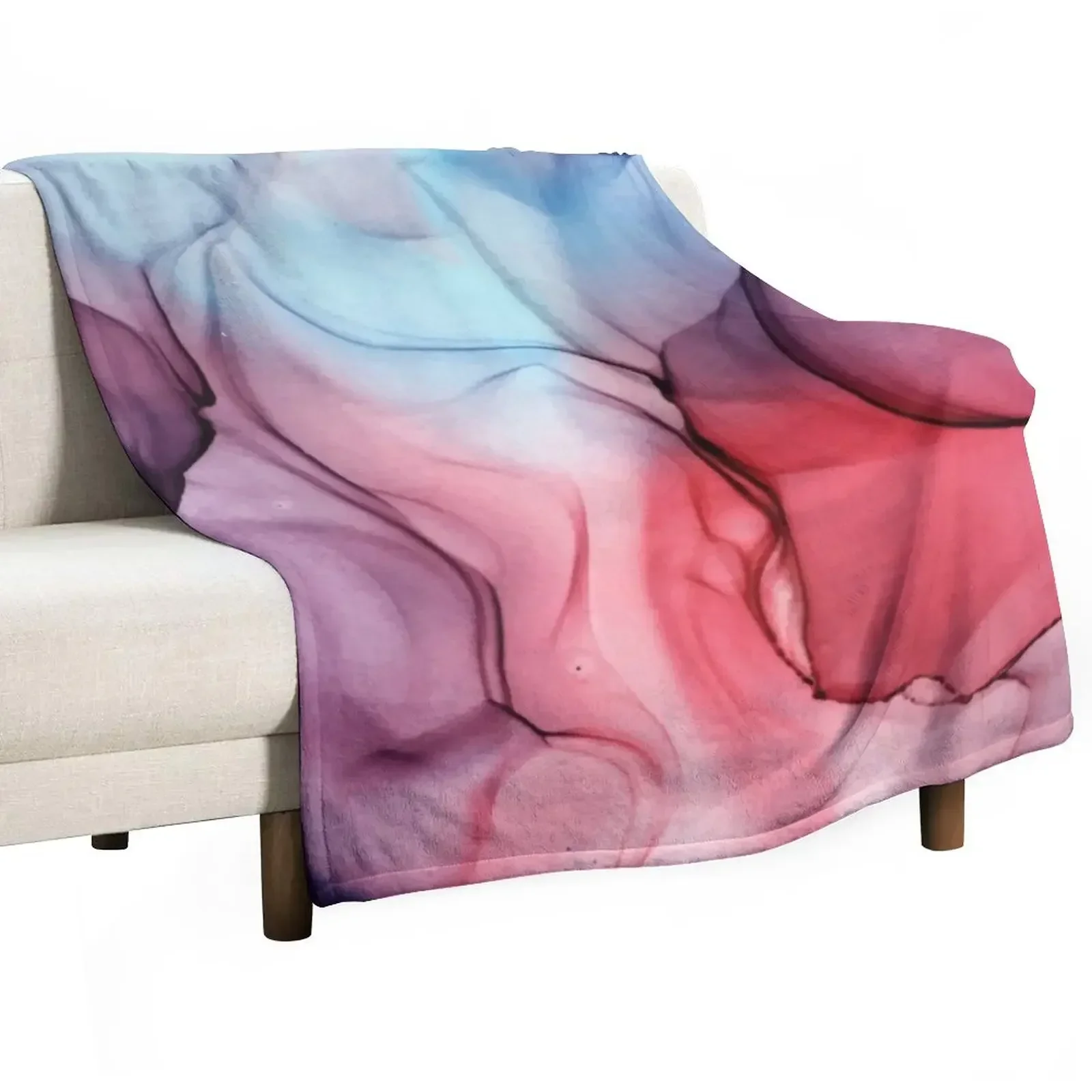 

Flame Fired Alcohol Ink Painting Throw Blanket Cute Giant Sofa Decorative Beds Blankets