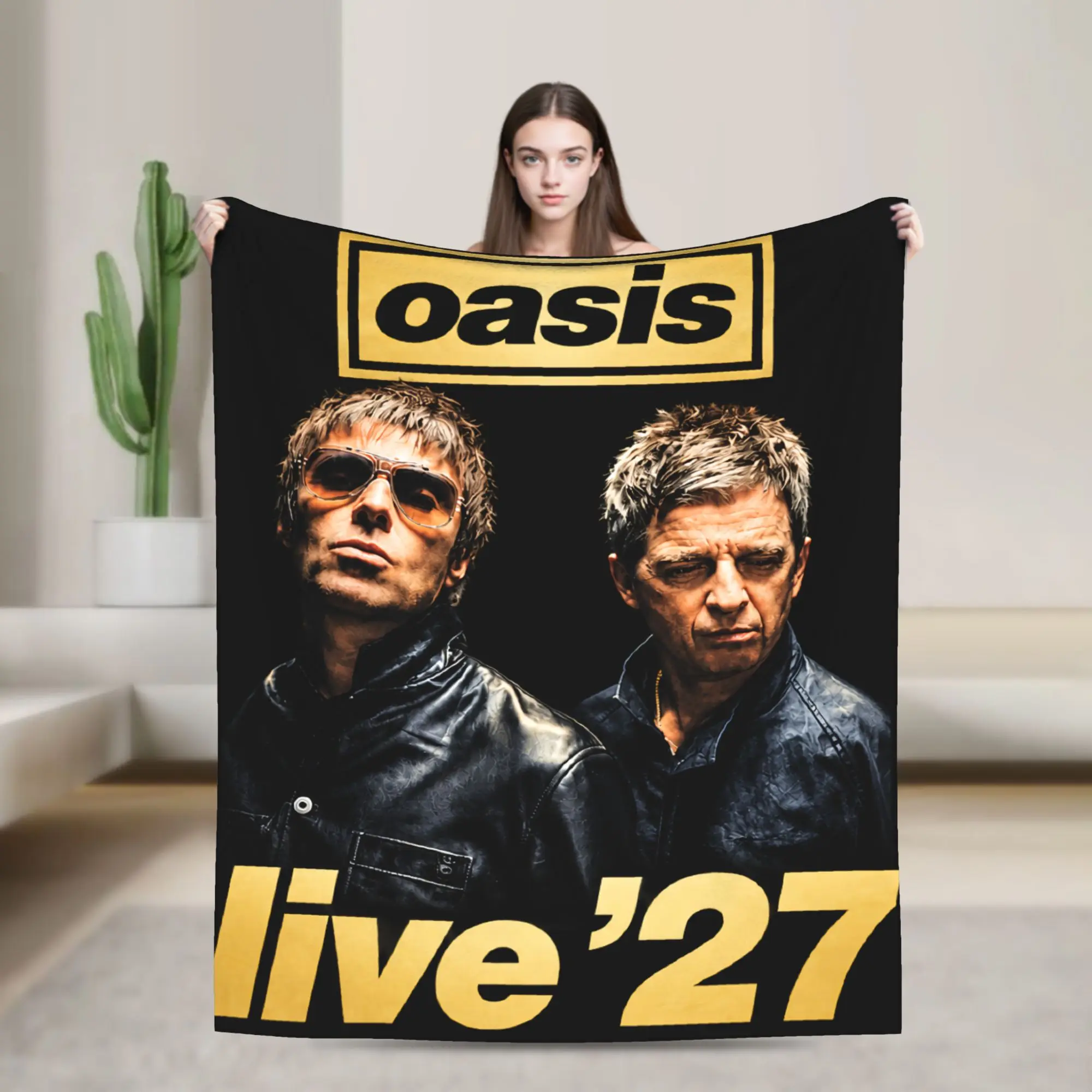 O-Oasis 2027 Tour British Rock Band Blanket Cover  Wool Throw Blanket Home Couch Decoration Ultra-Soft Warm Bedspread