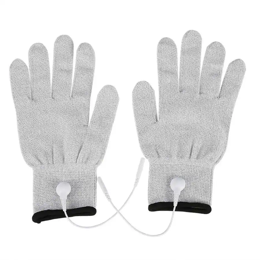 1 Pair Electrode Gloves Electrode Massager Electrotherapy  Wires Treat Painful Hand Condition Improve Poor Blood Circulation