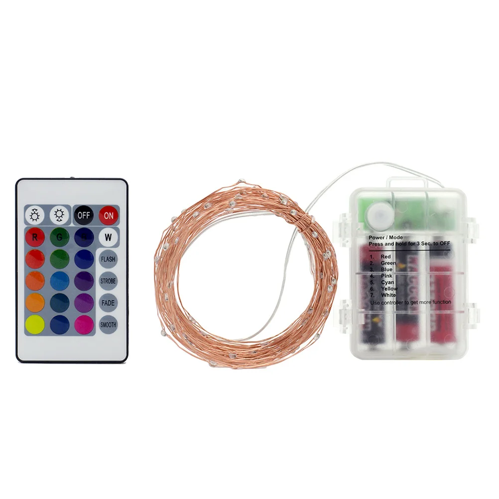 

50 LED Operated Multicolor 16 Colors String Lights Remote Control Warm White LED Light String for Garden Party
