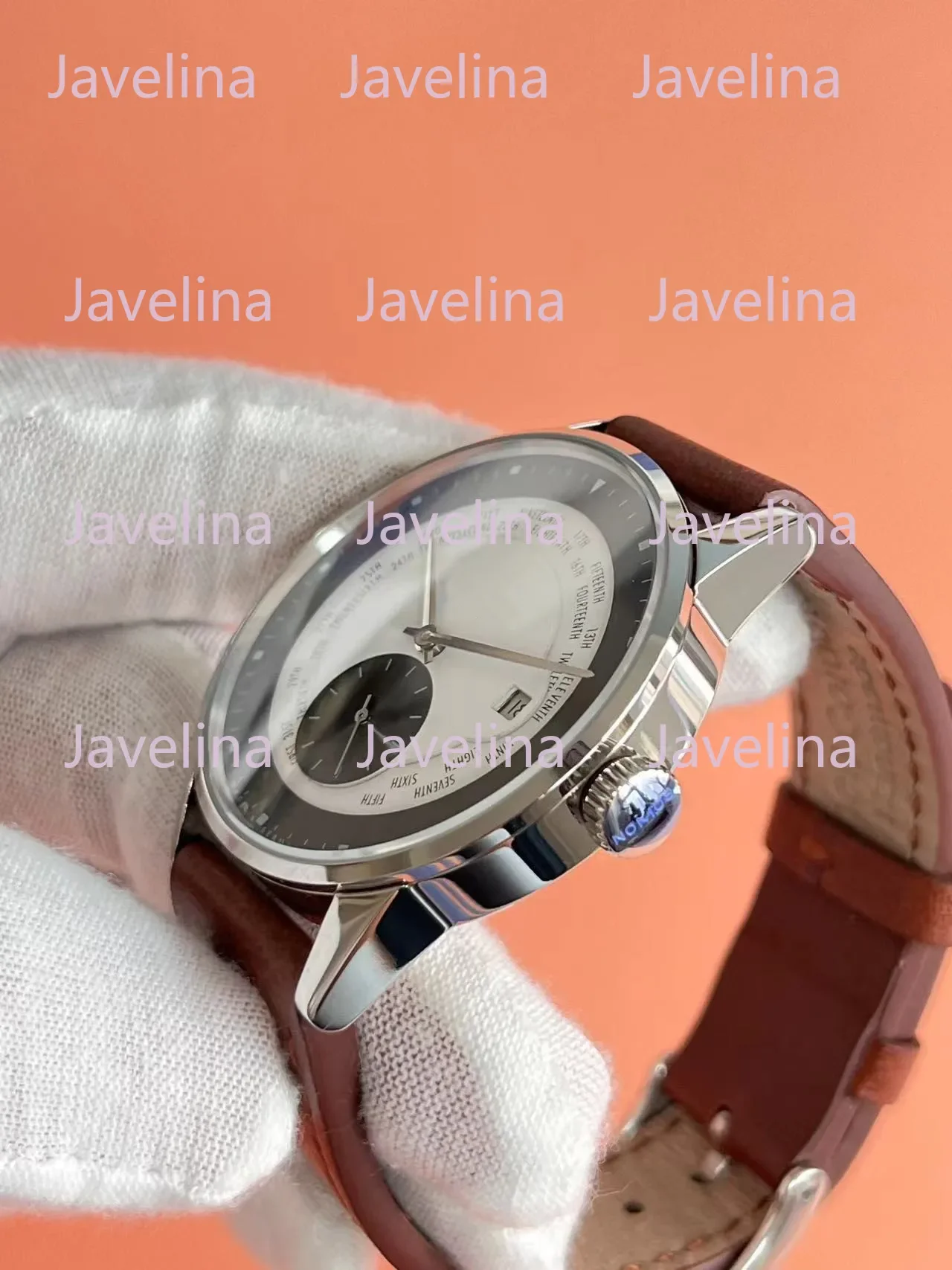 Bauhaus Style Automatic Mechanical Watch: 3D Dial with Calendar, World Time Function, and High - end Sapphire Crystal