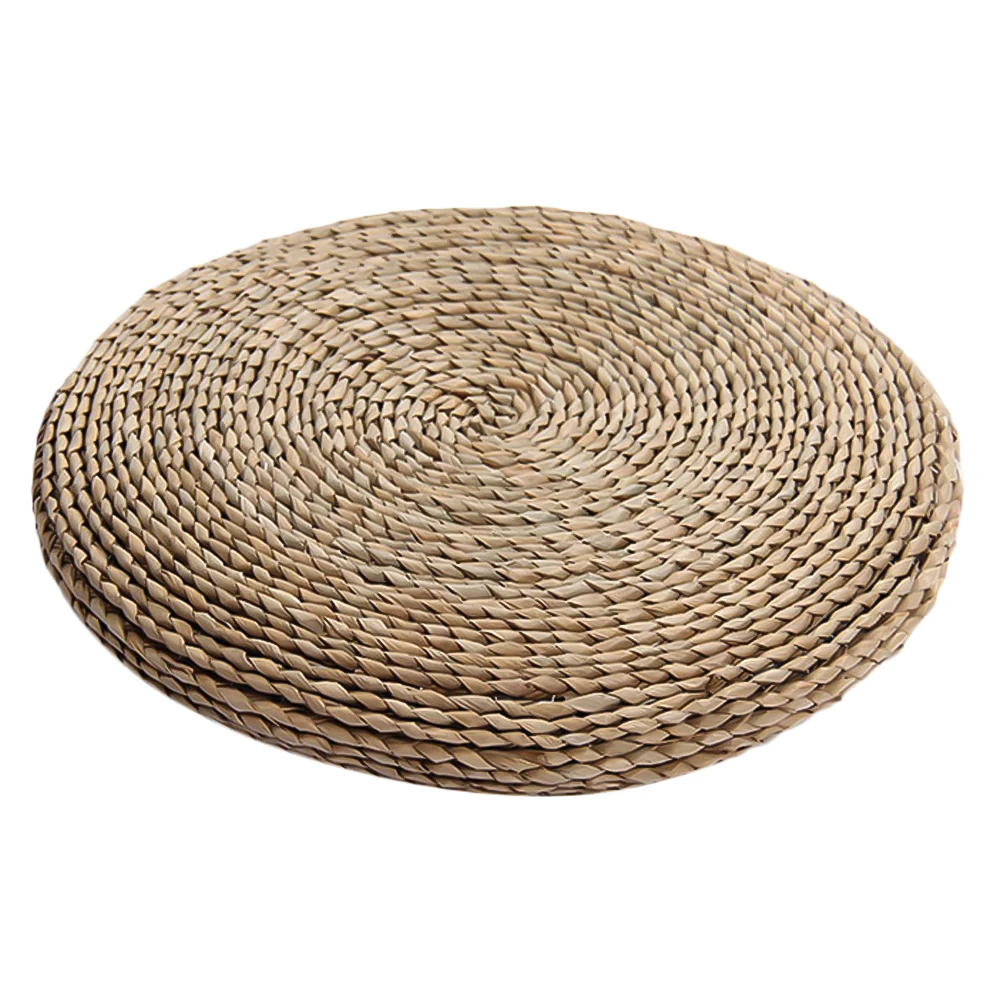 

40X40Cm Straw Weaving Cushion Handmade Round Cotton Filled Meditation Seat Mat Eco Lightweight Plant Texture Dining Room