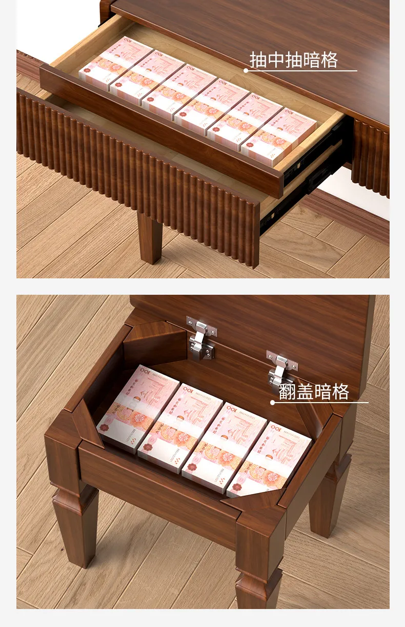 R8.18-solid wood hidden grid makeup table dressing table stool hidden storage bedroom mirror storage furniture chair