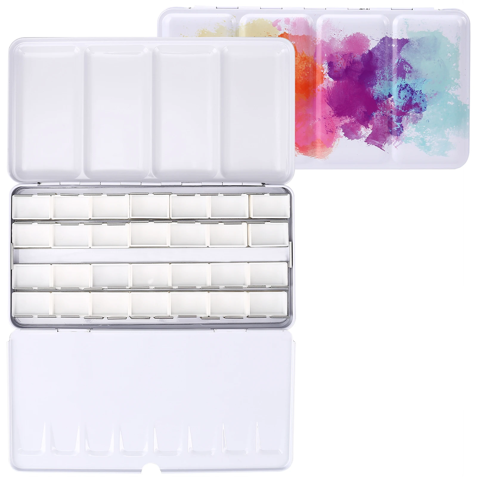 Imagem -01 - Paleta de Aquarela Vazia com Desmontável Tinta em Lata para Pintura e Esboço a ar Livre 28 Panelas Completas paleta de aquarela vazia com desmontavel tinta em lata para pintura e esboco a ar livre 28 panelas completas 01