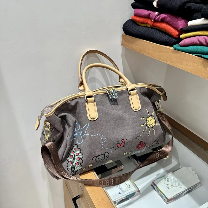 

2025 New Graffiti Large Capacity Travel Trend Unisex Fitness Handbag Printed Shoulder Crossbody Gym Bag