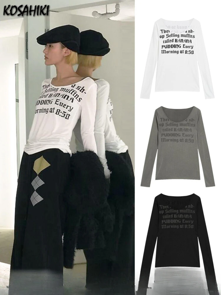 

Y2k Aesthetic Women Casual T-shirt Vintage Letter Print Korean Streetwear Grunge Tshirts Harajuku Gothic Casual Basic Tee Femme