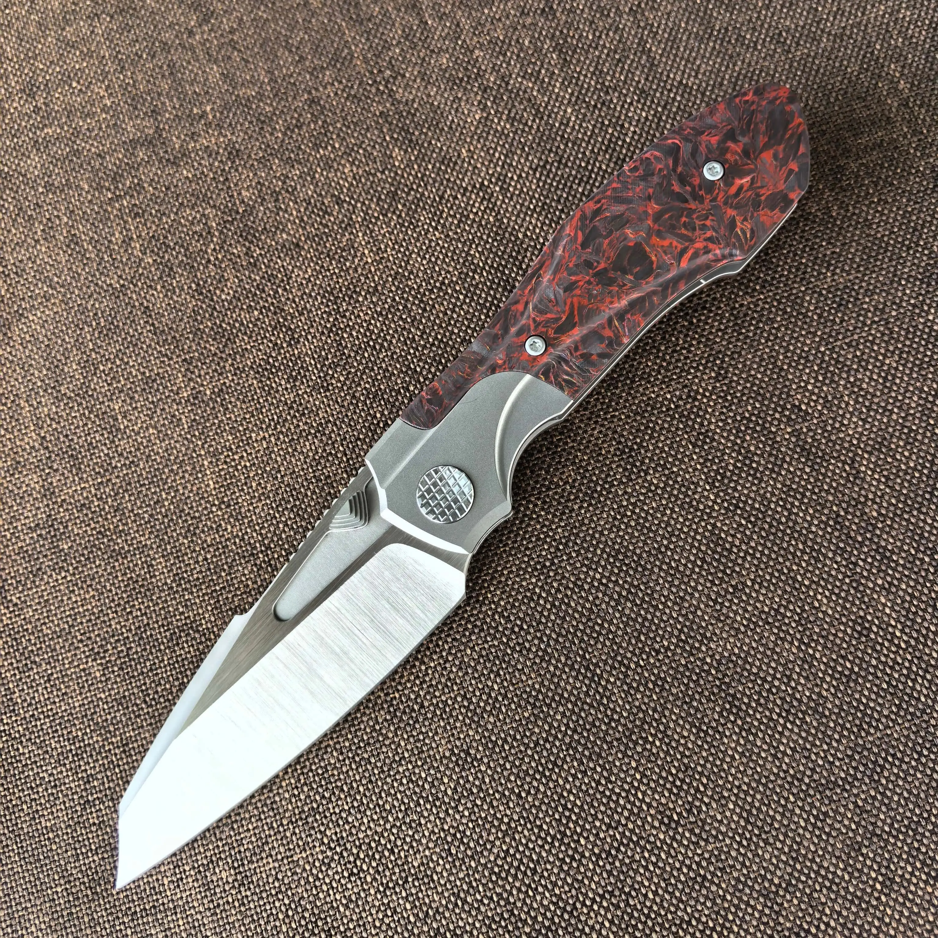 Folding Knife M390 Steel , CF Titanium Alloy Handle, Camping Fishing Hunting Outdoor Rescue Utility EDC Fruit Knife