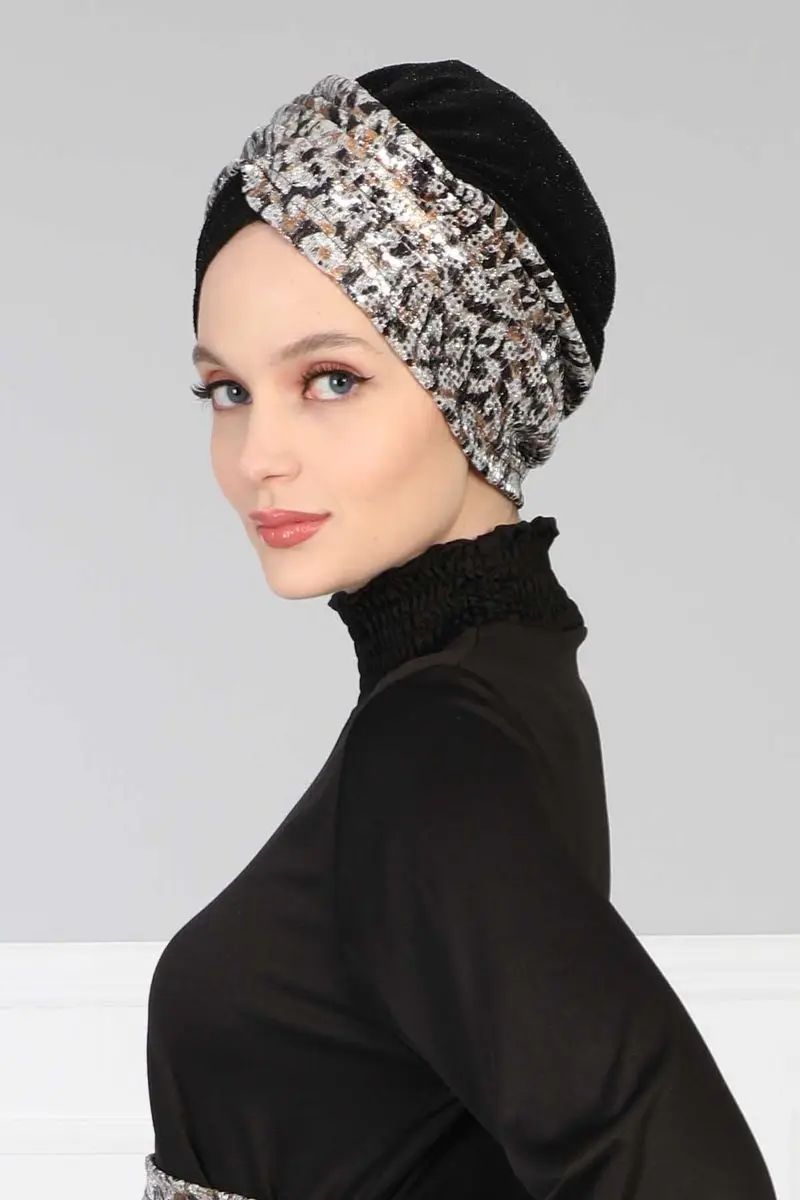 Hijab Bone sequined Buzy gray coffee