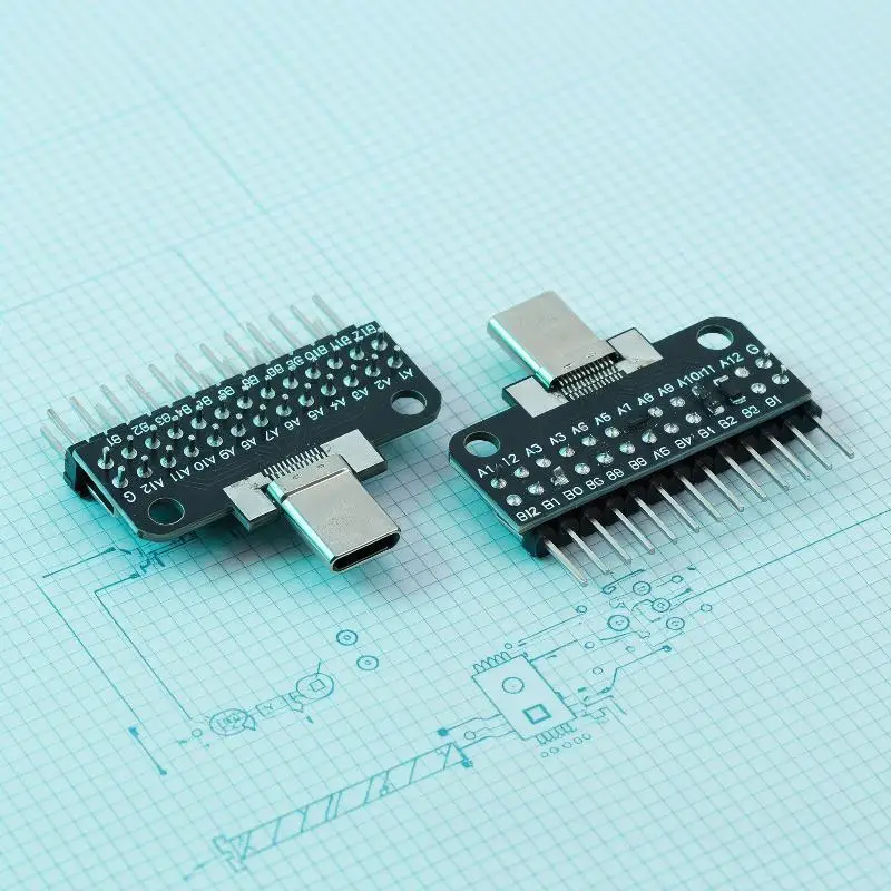 USB Type-C Test Adapter Board Double-sided Insertion USB 3.1 Male Female with Row Pin for DIY Electronics Prototyping