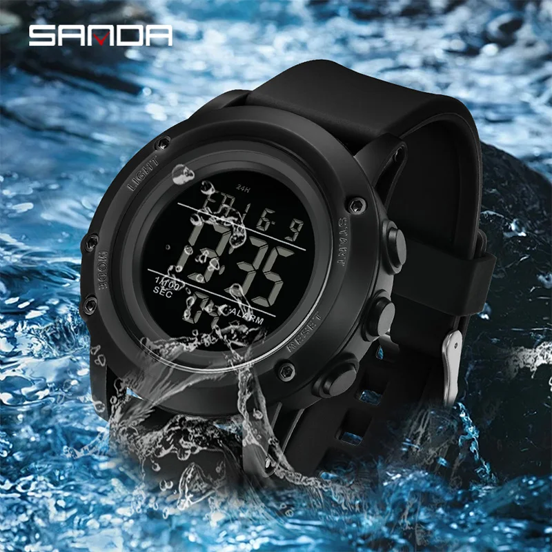 SANDA New Outdoor Sports Men's Watch LED Luminous Digital  50M Waterproof Chronograph Men's Electronic Clock Relogios Masculino