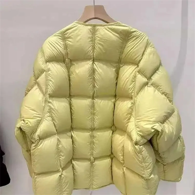 New Winter Korean Thick Warm Down Cotton Jacket Women Parkas Casual  Simple Solid Color Round Neck Outerwear Female Overcoat