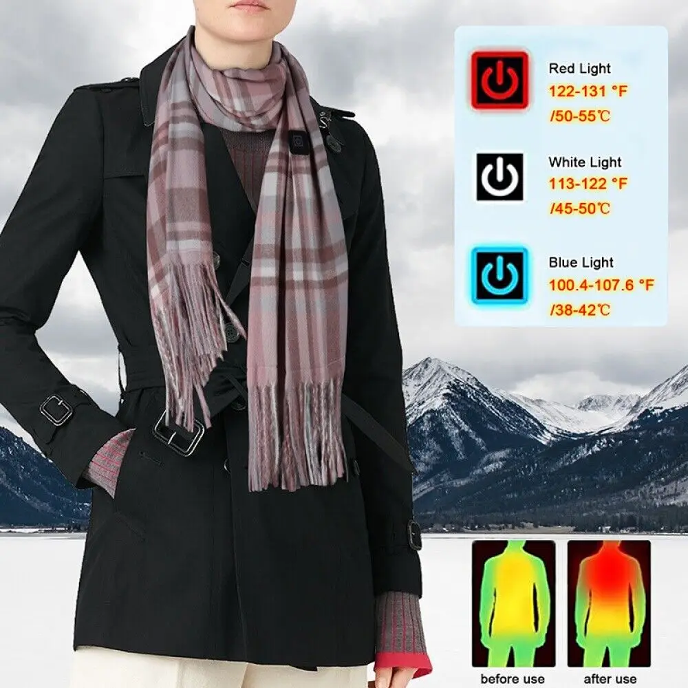 Slimme elektrisch verwarmde sjaal Winter nekwarmer sjaal USB heren/dames 3-versnellingen fleece sjaal