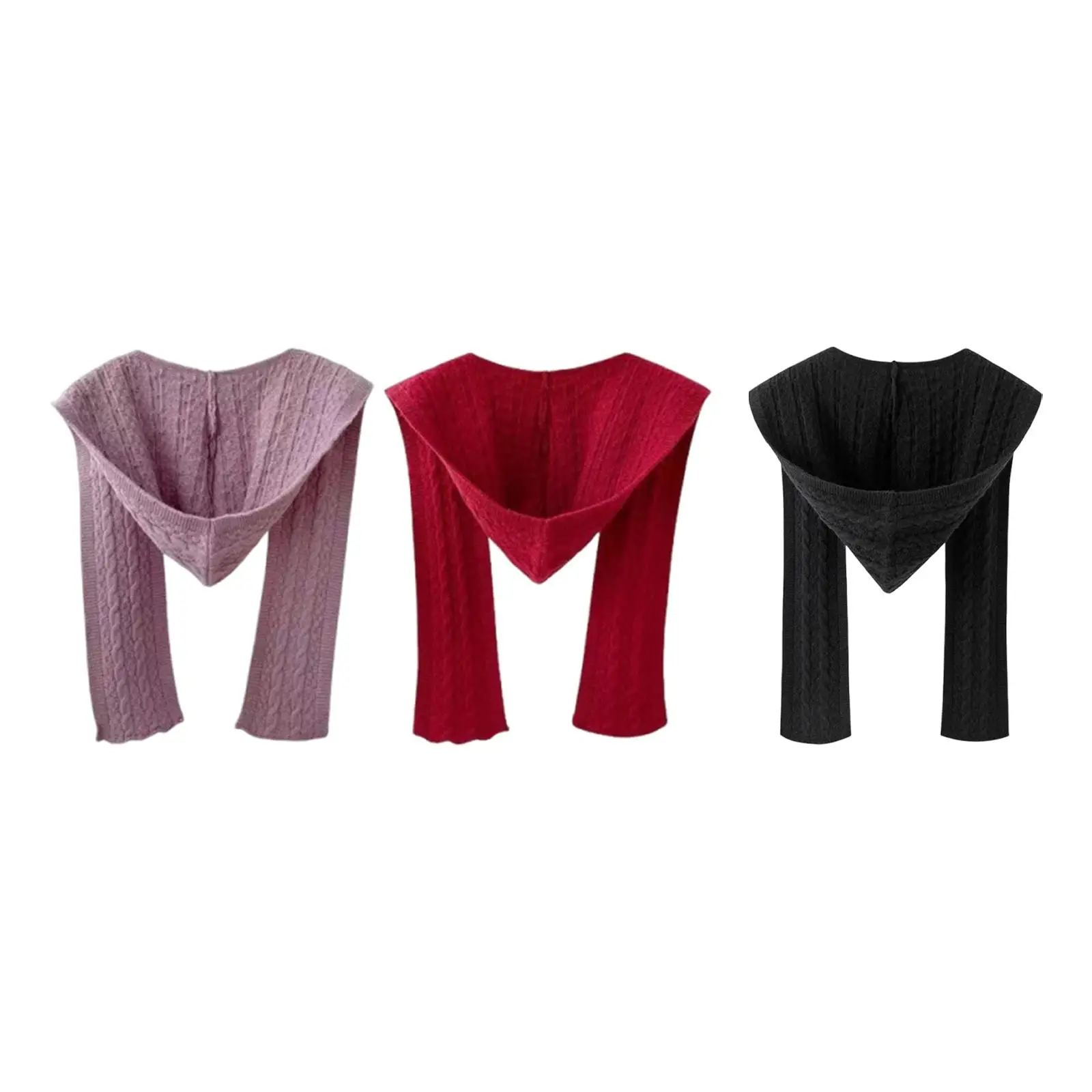 Warm Shawl Wrap Cape Soft Knitted Hooded Scarf for Skating Autumn Dating