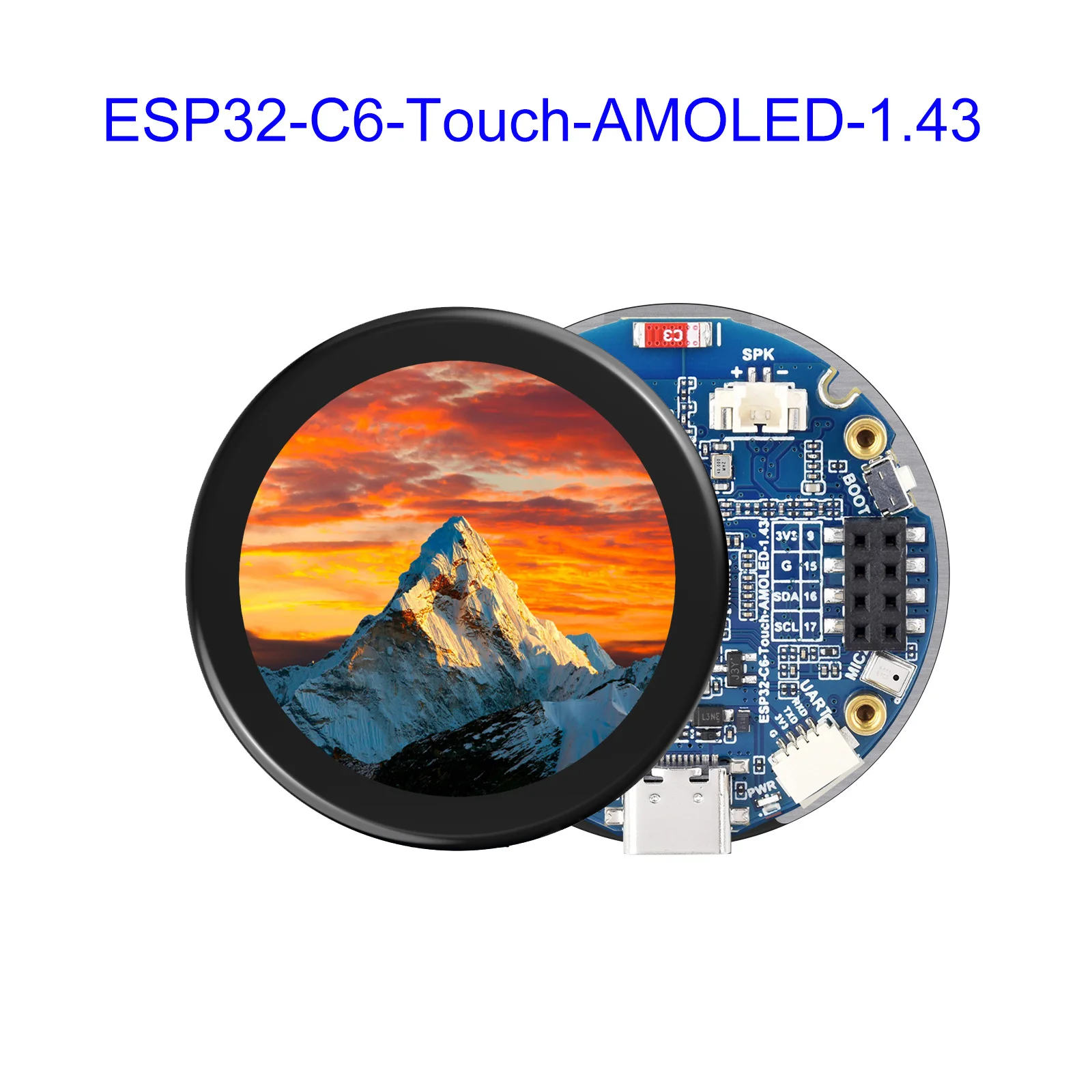 

ESP32-C6 1.43inch AMOLED Round Touch Display Development Board, 160MHz RISC-V Processor, 466x466 Pixels, QSPI Interface,Wi-Fi 6