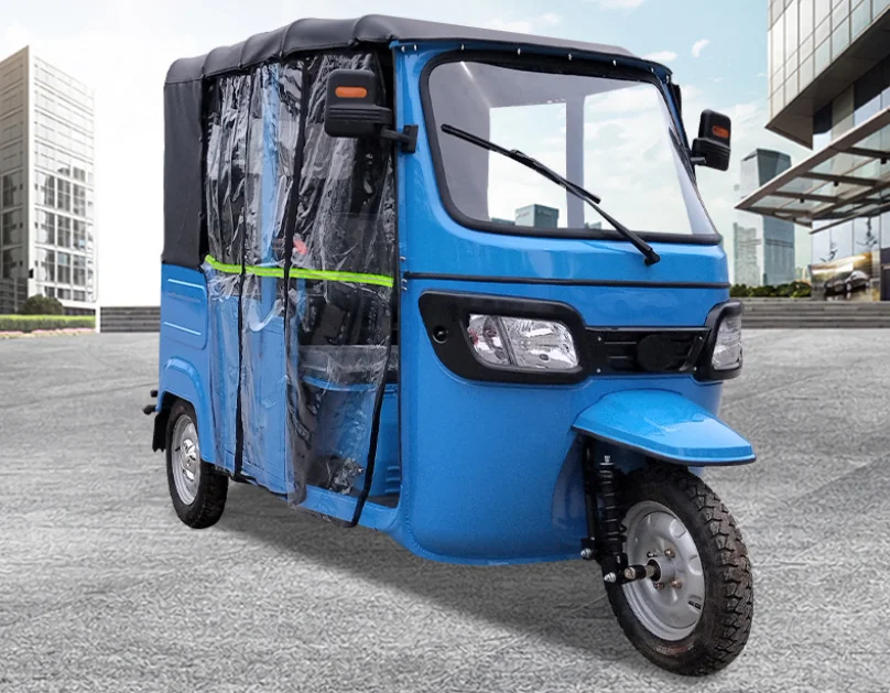 WWE KEYU manufactures a new pure electric blue 6-seat open electric passenger tricycle, equipped with AC 60V3000W motor, with a